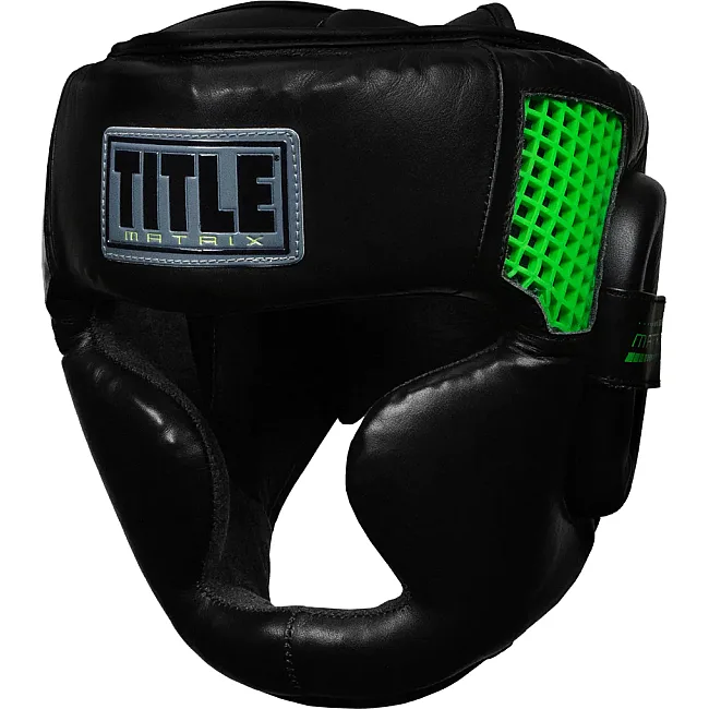 Боксерский шлем TITLE Boxing Matrix Black Neon Green
