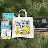 Экошопер BOOKOPT BK4004 Петриковская роспись Сине-желтые цветы бежевый