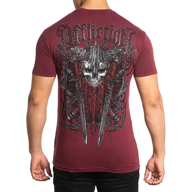 Футболка мужская AFFLICTION Norheim Tee Burgundy Lava Wash