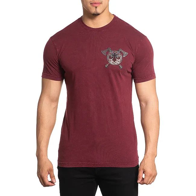 Футболка мужская AFFLICTION Norheim Tee Burgundy Lava Wash