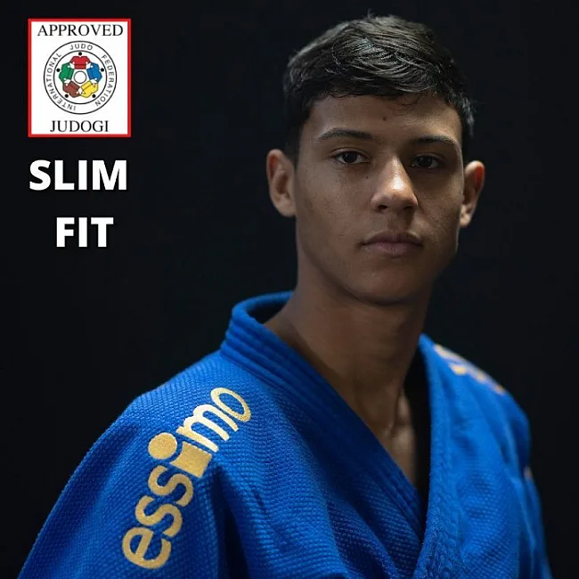 Кимоно для дзюдо ESSIMO Gold Slim Fit (синий) с лицензией IJF