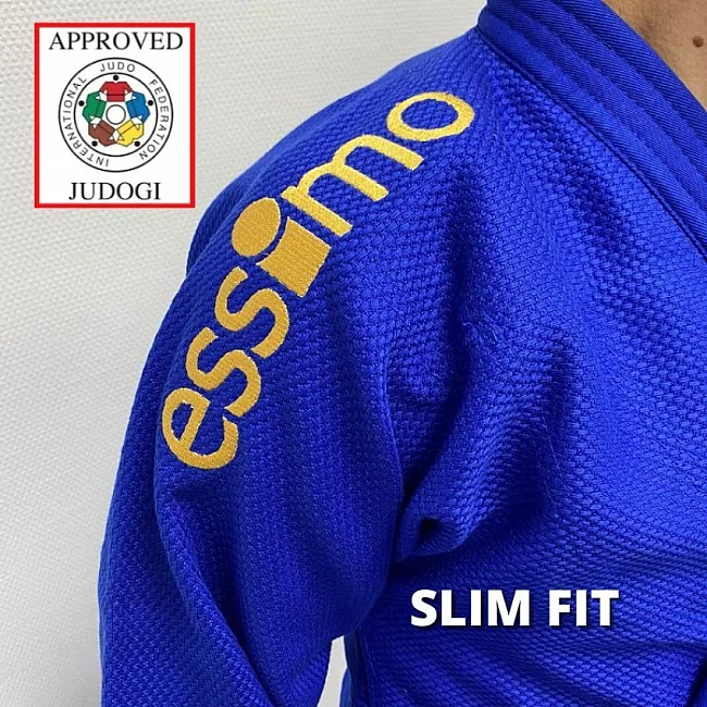 Кимоно для дзюдо ESSIMO Gold Slim Fit (синий) с лицензией IJF