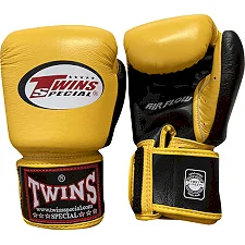 Перчатки для бокса TWINS Velcro Mesh Edition BGVLA1 Black Yellow