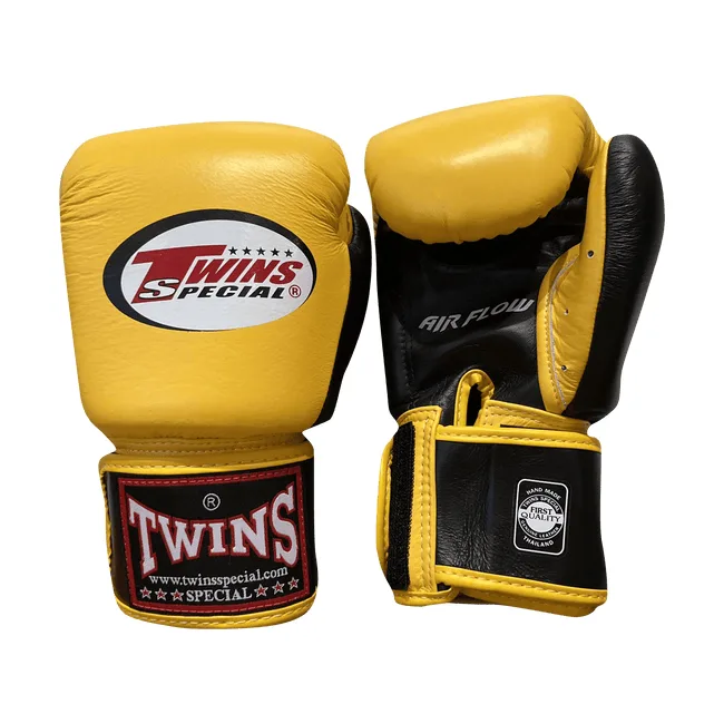 Перчатки для бокса TWINS Velcro Mesh Edition BGVLA1 Black Yellow