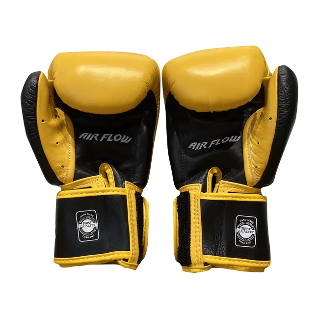 Перчатки для бокса TWINS Velcro Mesh Edition BGVLA1 Black Yellow