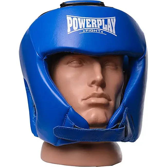 Турнирный шлем для бокса POWERPLAY 3049 Голубая Капа в комплекте (в подарок)
