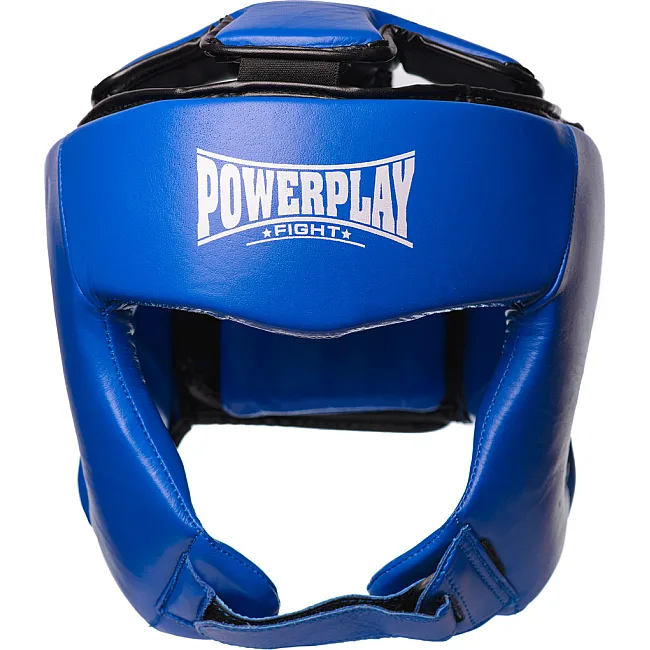 Турнирный шлем для бокса POWERPLAY 3049 Голубая Капа в комплекте (в подарок)