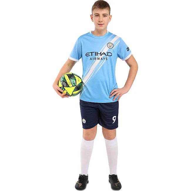 Футбольна форма дитяча із символікою клубу MANCHESTER CITY HAALAND 9 домашня 2026 SP-SPORT CO-617 (Блакитний-білий)
