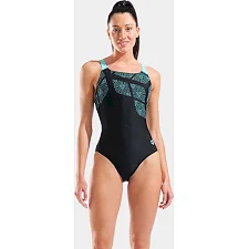 Купальник закрытый для женщин Arena KIKKO SWIMSUIT SWIM PRO BACK черный, бирюзовый (для женщин)