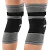 Наколенники спортивные эластичные компрессионные с фиксирующим ремнем KNEE BRACE EZOUS A-07 2шт (Серый-черный)
