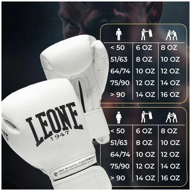 Боксерские перчатки Leone GN111 THE GREATEST White (бинты 4 м. в комплекте)