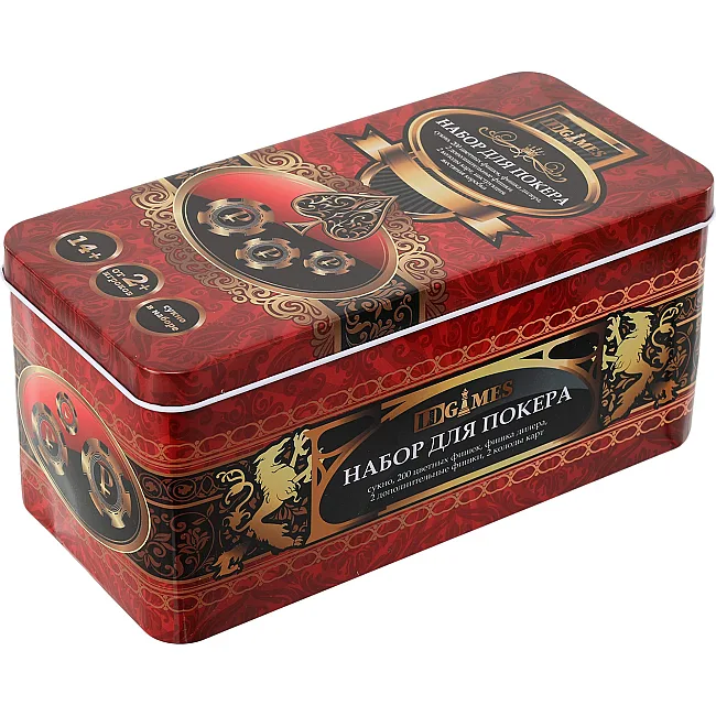 Набор для покера в металлической коробке Poker game set SP-SPORT
 6620H 200 фишек