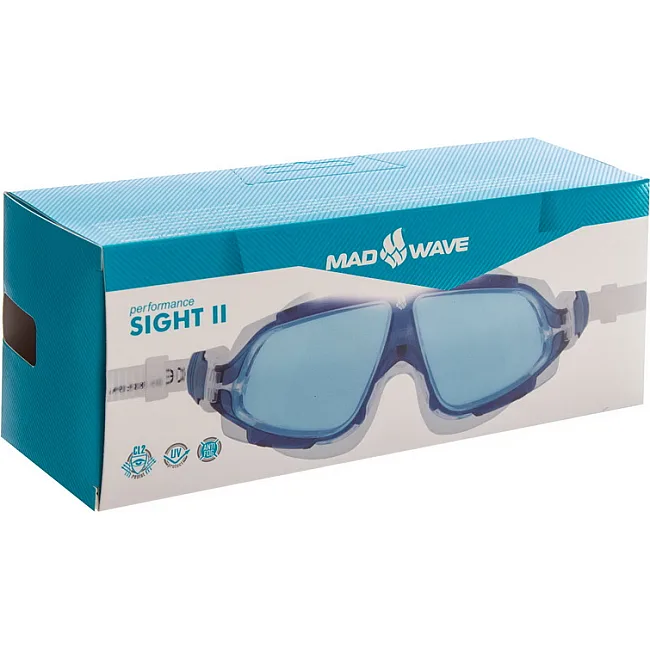 Очки-маска для плавания взрослые MADWAVE SIGHT II M046301 (Синий-белый)