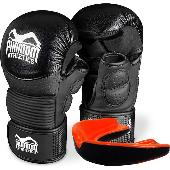 Перчатки для ММА Phantom RIOT Pro Black (капа в подарок)