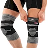 Наколенники спортивные эластичные компрессионные с фиксирующим ремнем KNEE BRACE EZOUS A-07 2шт (Серый-черный)