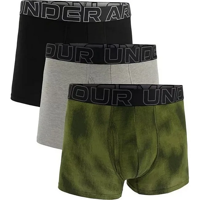 Труси чоловічі UNDER ARMOUR PERFORMANCE COTTON - PRINT 3 IN 3PK зелений, сірий, чорний