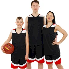 Баскетбольная форма майка и шорты LIDONG L050 3XS-6XL (Черный-красный)