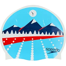 Шапочка для бассейна силиконовая для взрослых SPEEDO SLOGAN PRINT 808385B956 LIGHT ADRIATIC