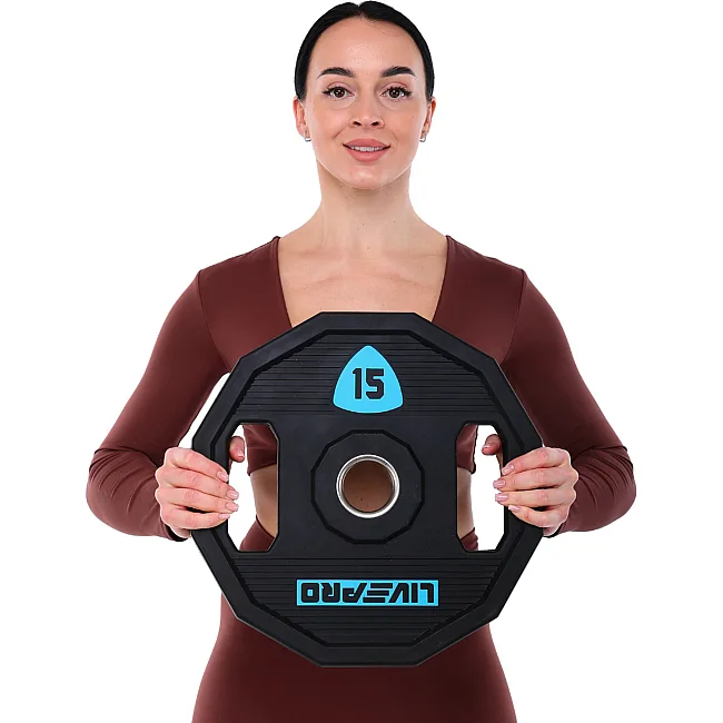 Блины диски полиуретановые 2 Handle металлическая втулка LiveUp LP8023-15 ø51мм 15кг