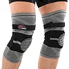Наколенники спортивные эластичные компрессионные с фиксирующим ремнем KNEE BRACE EZOUS A-07 2шт (Серый-черный)