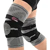 Наколенники спортивные эластичные компрессионные с фиксирующим ремнем KNEE BRACE EZOUS A-07 2шт (Серый-черный)