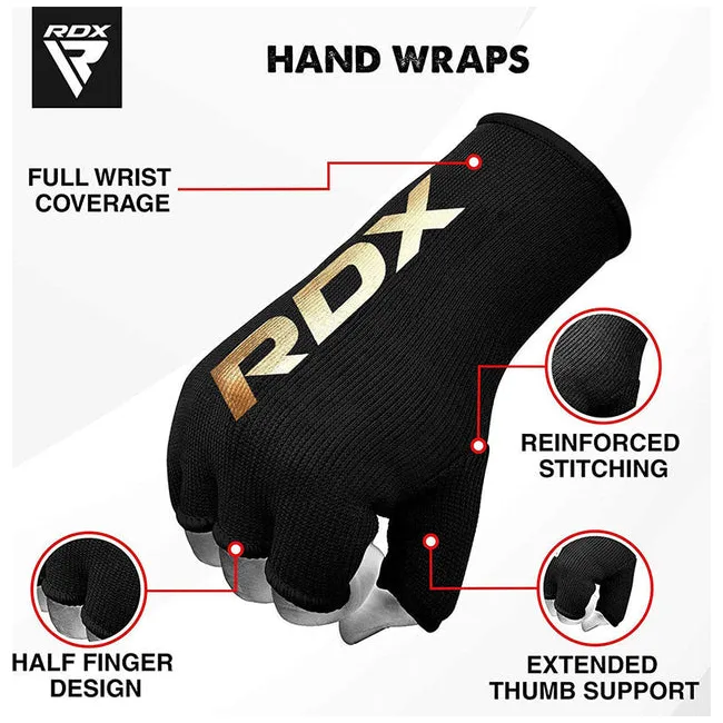 Быстрые гелевые бинты RDX HУниверсальный iery Inner Elasticated Half Finger Black Golden