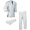 Кимоно для дзюдо Adidas Club (белое с красными полосами, J350P_WB)