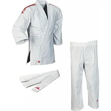 Кимоно для дзюдо Adidas Club (белое с красными полосами, J350P_WB)