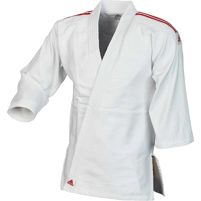 Кимоно для дзюдо Adidas Club (белое с красными полосами, J350P_WB)