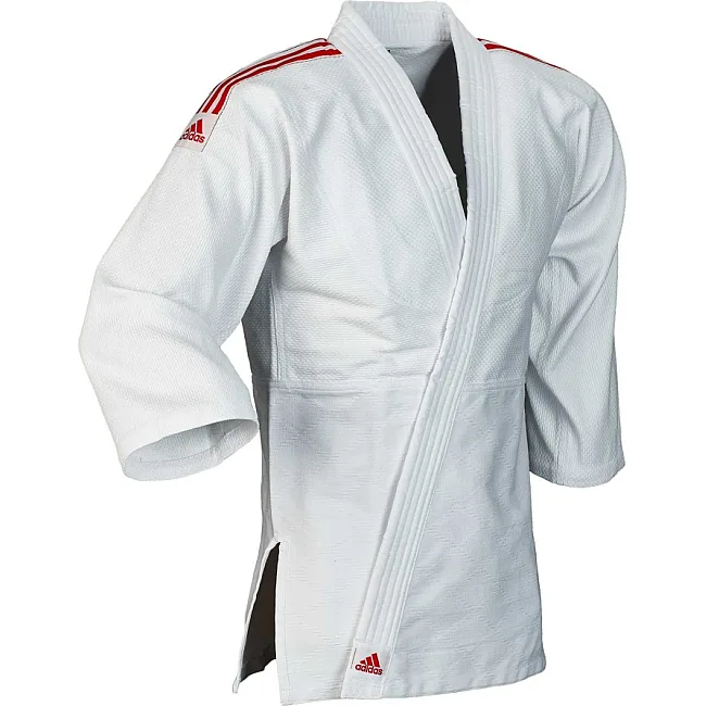 Кимоно для дзюдо Adidas Club (белое с красными полосами, J350P_WB)