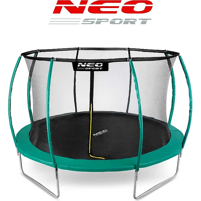 Батут Neo-Sport с внутренней сеткой 12 футов 374 см зеленый