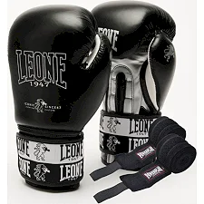 Боксерские перчатки Leone GN208 ICONIC Black (бинты 4м. в комплекте)