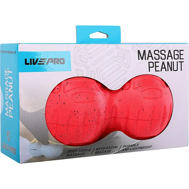 Мяч массажный двойной для МФР и самомассажа Duoball LivePRO Peanut massage ball LP8509 ø19,4см (Красный)