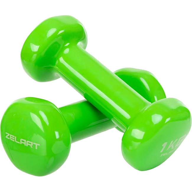 Гантели для фитнеса виниловые ZELART Beauty TA-5225-1 2шт 1кг (Салатовый)