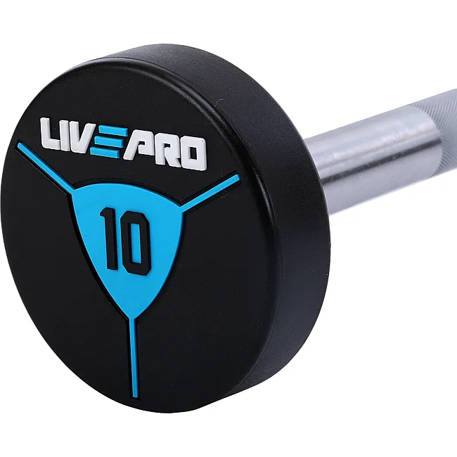 Штанга неразборная с фиксированным весом прямая полиуретановая LiveUp LP8010-10 длина-89,2см 10кг
