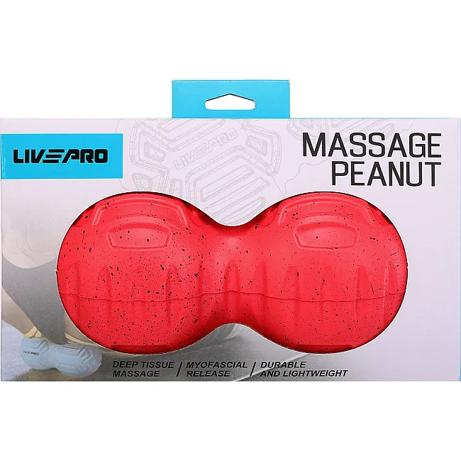 Мяч массажный двойной для МФР и самомассажа Duoball LivePRO Peanut massage ball LP8509 ø19,4см (Красный)