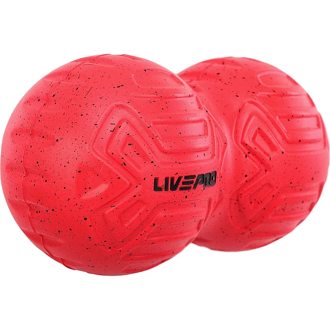 Мяч массажный двойной для МФР и самомассажа Duoball LivePRO Peanut massage ball LP8509 ø19,4см (Красный)