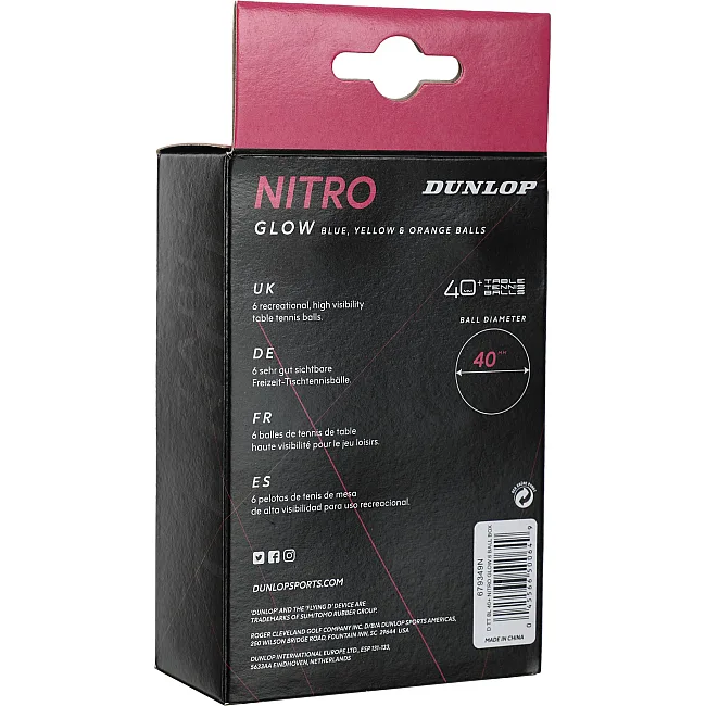 Мячи для настольного тенниса DUNLOP NITRO GLOW 40 DL679349N 6шт