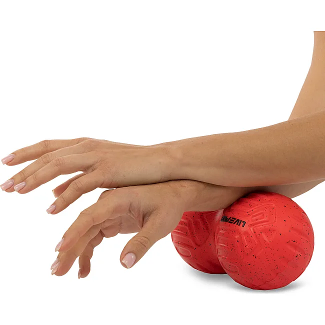 Мяч массажный двойной для МФР и самомассажа Duoball LivePRO Peanut massage ball LP8509 ø19,4см (Красный)