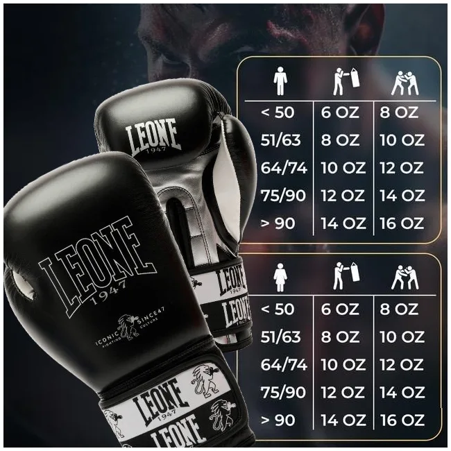 Боксерские перчатки Leone GN208 ICONIC Black (бинты 4м. в комплекте)