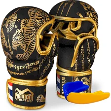 Перчатки для ММА Phantom Muay Thai Black Gold (капа в подарок)