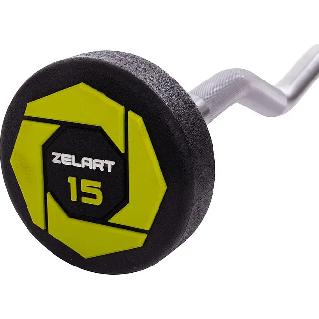 Штанга нерозбірна з фіксованою вагою вигнута поліуретанова ZELART

 TA-2690-15 довжина-104см 15кг