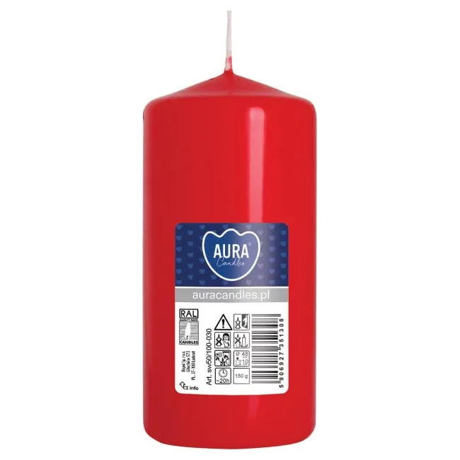 Свічка столова циліндр Bispol AURA Candles sw50_100_030 Червоний