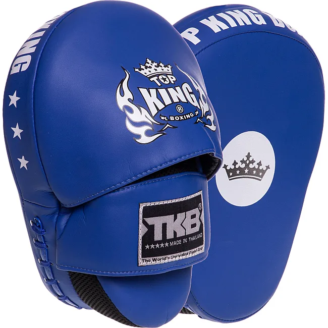Лапа боксерская изогнутая тренировочная кожа TOP KING Super TKFMS 26x18x9см 2штуки (Синий)