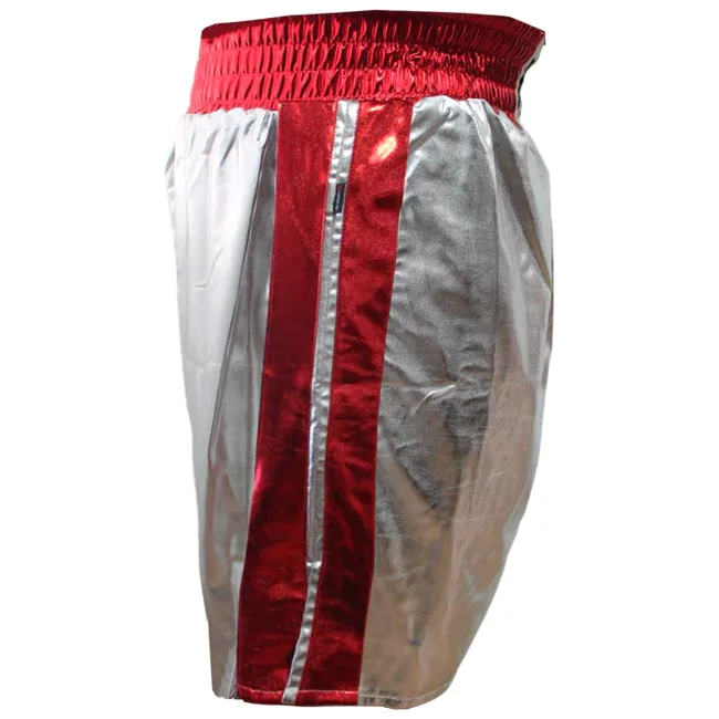 Боксерские шорты CLETO REYES Silver Skin Lycra Silver Red