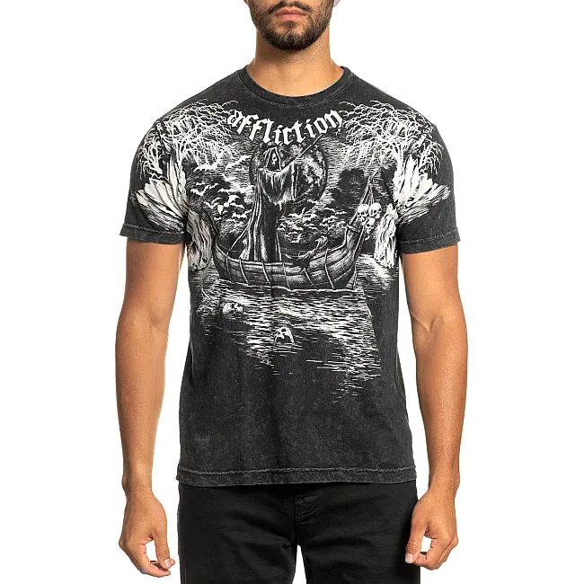 Футболка мужская AFFLICTION River Styx Black Lava Wash