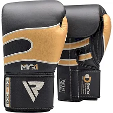 Рукавички для боксу RDX Leather Black Gold