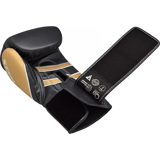 Перчатки для бокса RDX Leather Black Gold