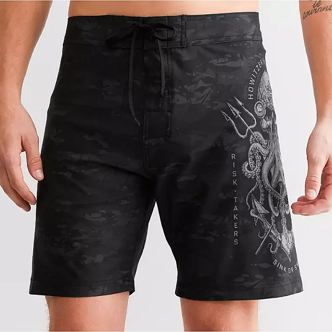 Пляжные шорты HOWITZER Night Vision Stretch Black Camo