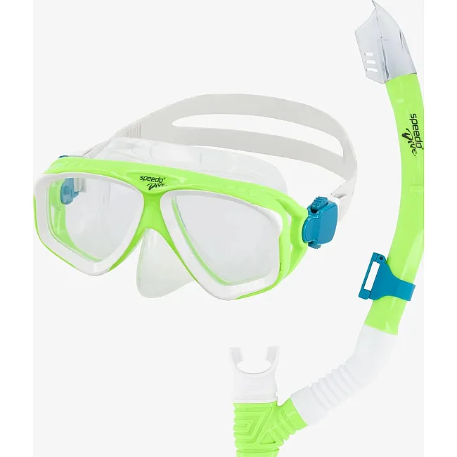 Набор маски и трубки Speedo JR ADVNT MSKSRKL SET 328 салатовый, прозрачный (для детей) One Size